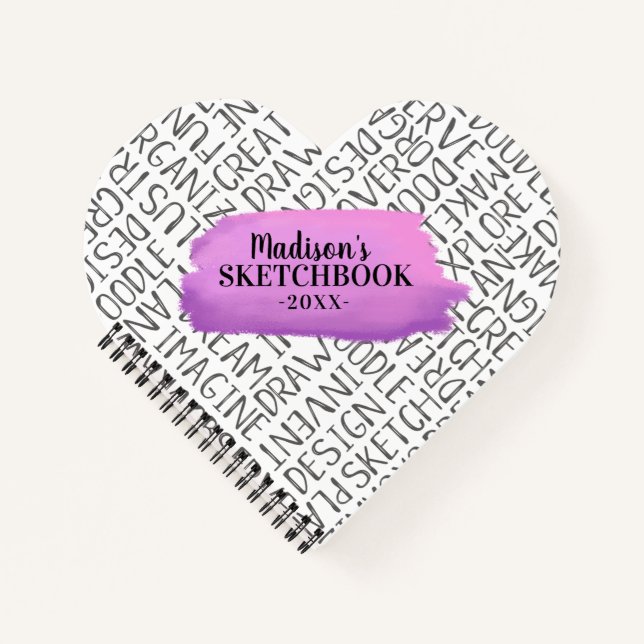 Monogram Girly Purple Artist Sketchbook Notebook (Front)