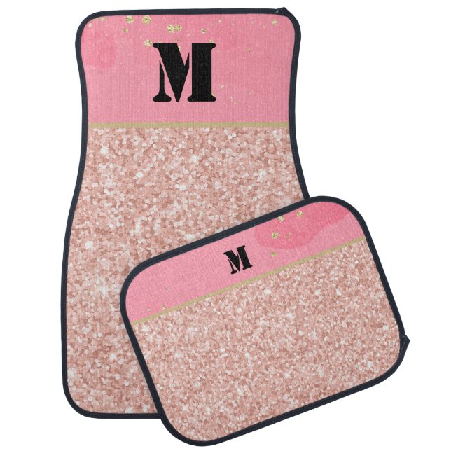 Monogram Girly Touch of Luxury Gold Set of Car Floor Mat (Set)