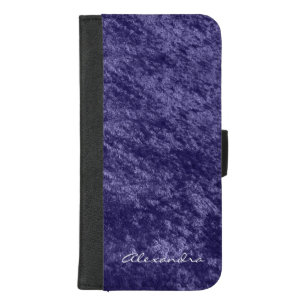Monogram Girly Violet Purple Velvet Faux Fabric iPhone 8/7 Plus Wallet Case