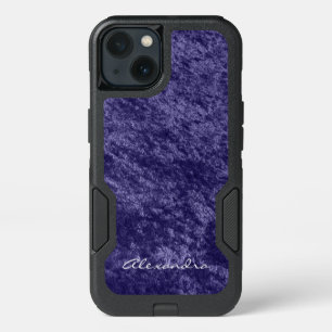Monogram Girly Violet Purple Velvet Faux Fabric iPhone 13 Case