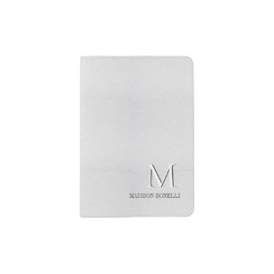 Monogram Girly White Leather Feminine Passport Holder