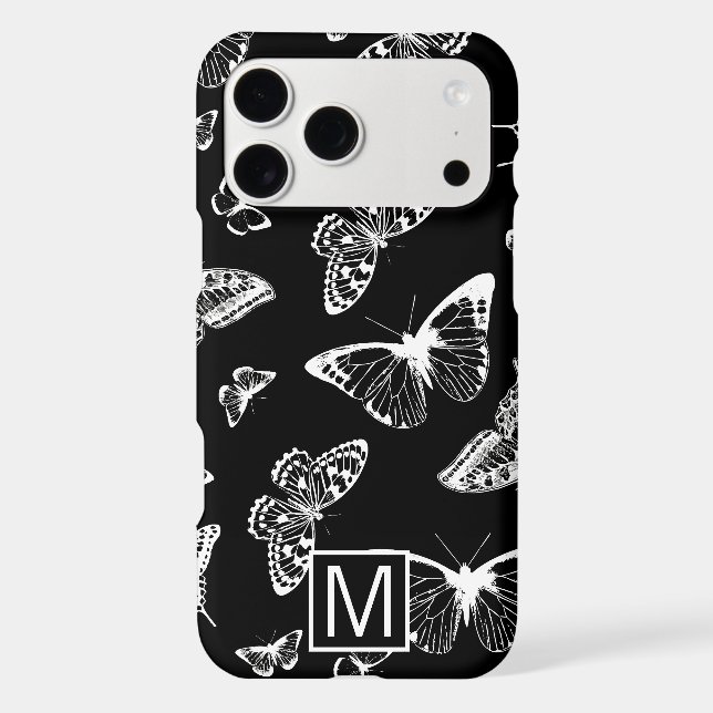 Monogram GL BW Butterflies Iphone Case (Back)