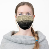 Monogram Glam Modern Gold Glitter & Sparkle Adult Cloth Face Mask (Worn)