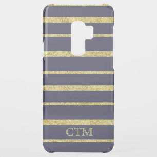 Monogram Glam Navy Gold Stripe Uncommon Samsung Galaxy S9 Plus Case