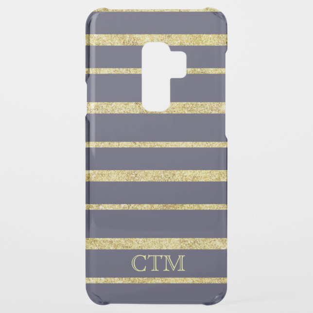 Monogram Glam Navy Gold Stripe Uncommon Samsung Galaxy Case (Back)