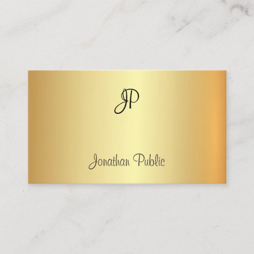 Monogram Glamour Faux Gold Professional Elegant Business Card