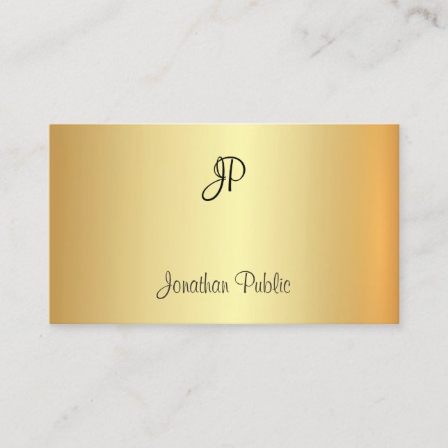 Monogram Glamour Faux Gold Professional Elegant Business Card (Front)