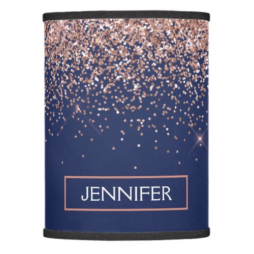 Monogram Glitter Blush Pink Rose Gold Navy Blue Lamp Shade