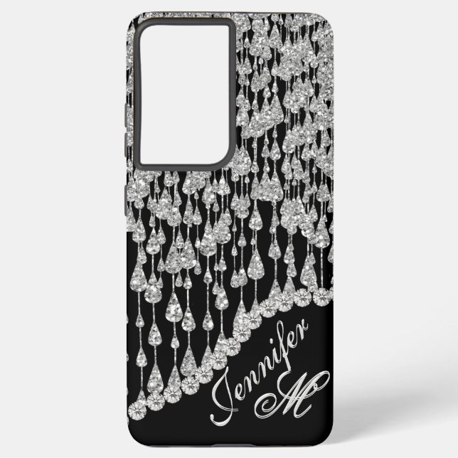 Monogram Glitter Icicles Glam Samsung Galaxy Case (Back)