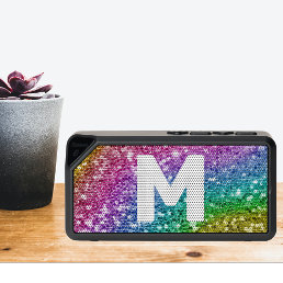 Monogram Glitter Personalized Rainbow  Bluetooth Speaker