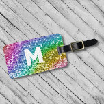 Monogram Glitter Personalized Rainbow  Luggage Tag<br><div class="desc">This design may be personalized in the area provided by changing the photo and/or text. Or it can be customized by clicking Personalize this Template and then choosing the click to customize further option and delete or change the color of the background, add text, change the text color or style,...</div>