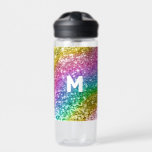 Monogram Glitter Personalized Rainbow   Water Bottle<br><div class="desc">This design may be personalized in the area provided by changing the photo and/or text. Or it can be customized by clicking Personalize this Template and then choosing the click to customize further option and delete or change the color of the background, add text, change the text color or style,...</div>