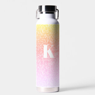 Monogram Glitter Rainbow Glitter Feminine Water Bottle