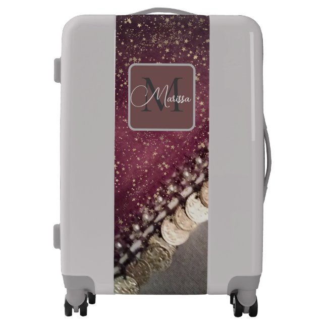 Monogram Glittery Stars Purple Gypsy Scarf Luggage (Front)