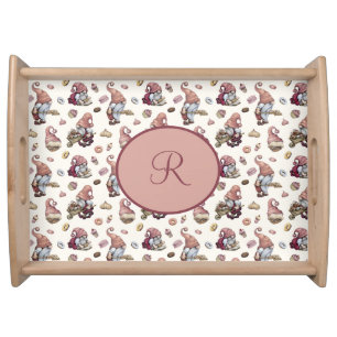 Monogram Gnomes Baking, Cupcakes, Donuts, Cute Serving Tray