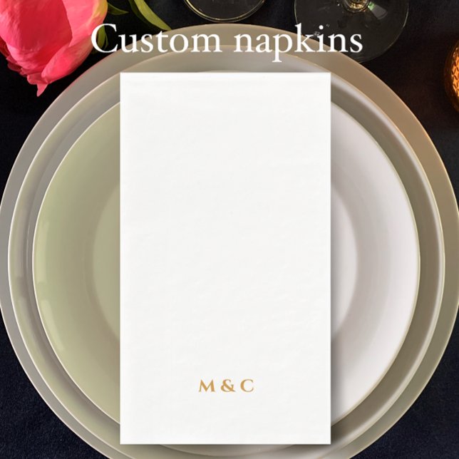 Monogram Gold 50th Wedding Anniversary Party Paper Guest Towels (Add couple’s initials for stylish golden monogrammed 50th anniversary party napkins.
)