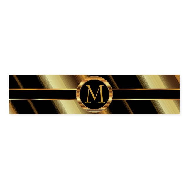 Monogram Gold and Black Abstract Pattern Napkin Bands (Unfolded)
