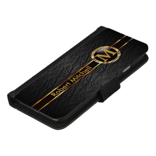 Monogram Gold and Black Leather iPhone 87 Wallet Case