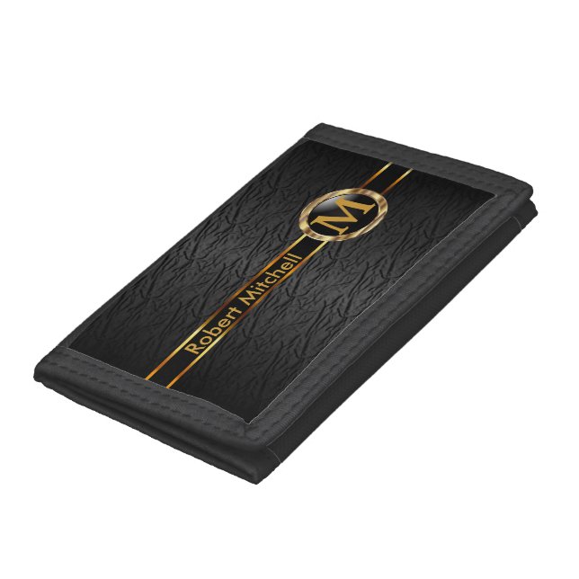 Monogram Gold and Black Leather Trifold Wallet (Bottom)