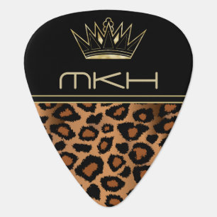 Monogram - Gold and Brown Leopard Guitar Pick
