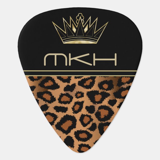 Monogram - Gold and Brown Leopard   Guitar Pick (Front)