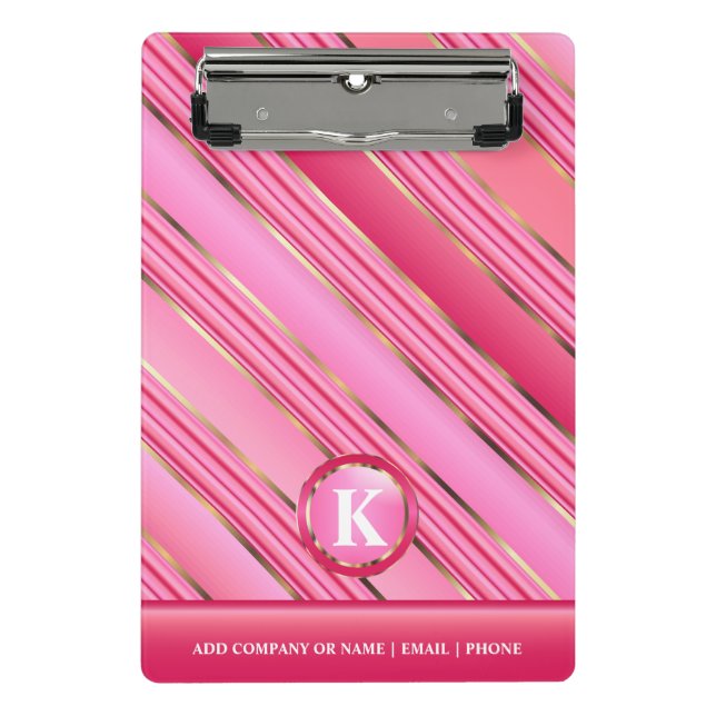 Monogram Gold and Pink Cotton Candy Mini Clipboard (Front)