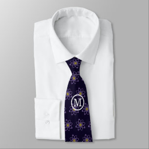 Monogram Gold and Silver Atomic Structure Science Neck Tie