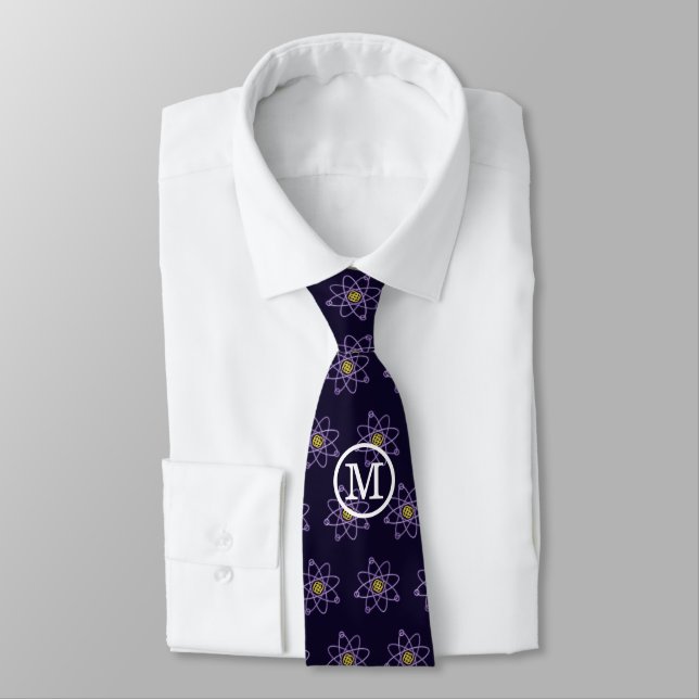 Monogram Gold and Silver Atomic Structure Science Neck Tie (Tied)