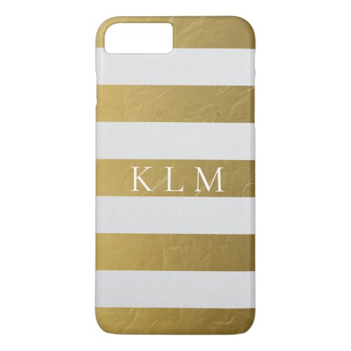 Monogram Gold and White Stripe iPhone 8 Plus7 Plus Case