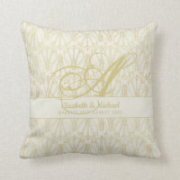 Monogram Gold ArtDeco Newlyweds Wedding Elegant Throw Pillow