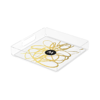 Monogram Gold Black Brushstrokes Perfume Tray