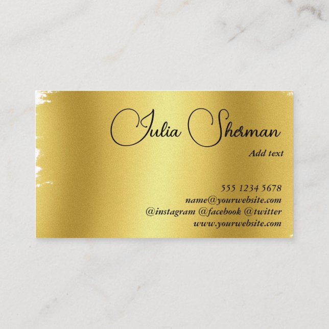 Monogram Gold Black Chic Modern Script Minimalist Business Card (Back)