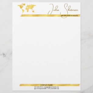 Monogram Gold Black Chic Modern Script Minimalist Letterhead