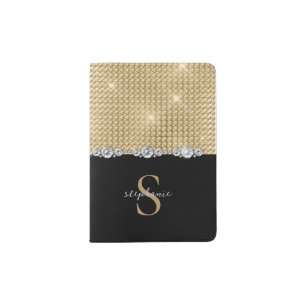 Monogram Gold Black Diamonds Metallic Custom Passport Holder
