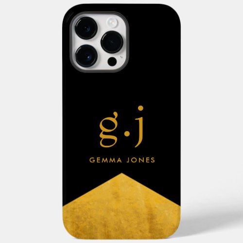 Monogram Gold Black Faux Foil  Case_Mate iPhone 14 Pro Max Case