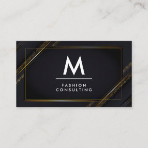 Monogram Gold Black Lux Background Business Card