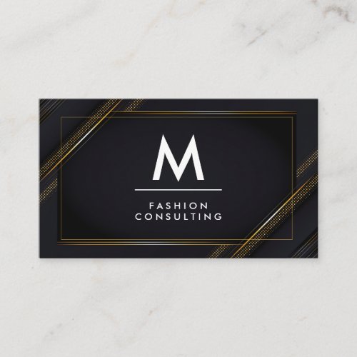 Monogram  Gold Black Lux Background Business Card