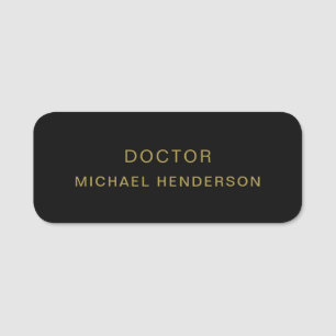 Monogram Gold Black Minimalist Elegant Modern Name Tag