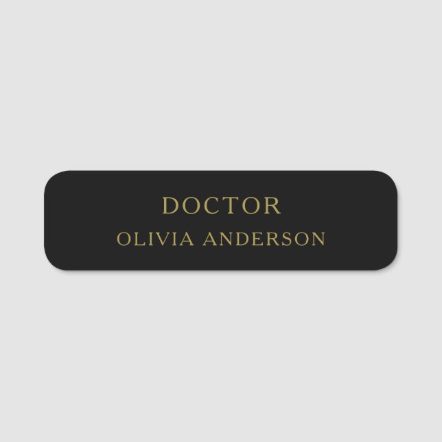 Monogram Gold Black Minimalist Elegant Modern Name Tag (Front)