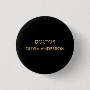 Monogram Gold Black Minimalist Modern Button