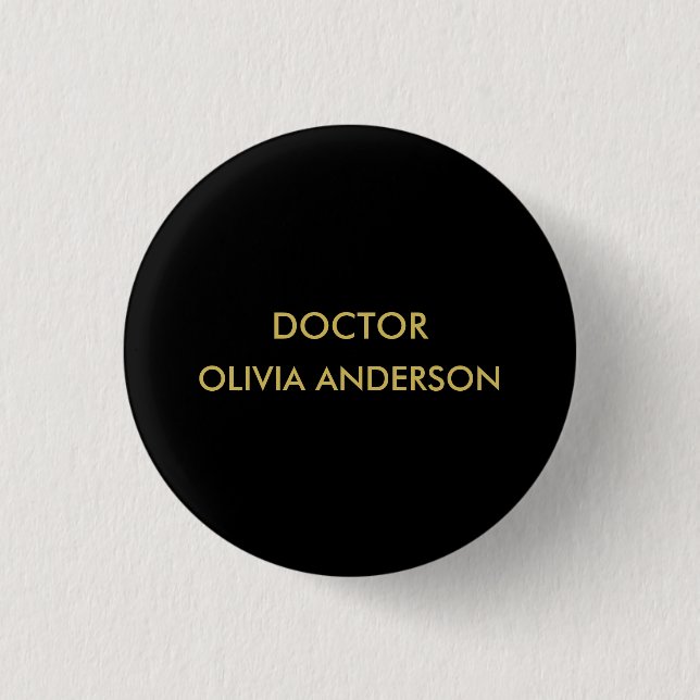 Monogram Gold Black Minimalist Modern Button (Front)