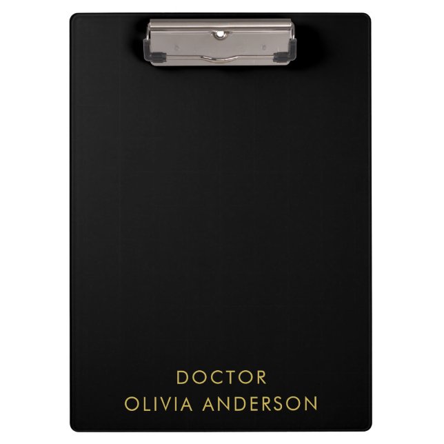 Monogram Gold Black Minimalist Modern Clipboard (Front)