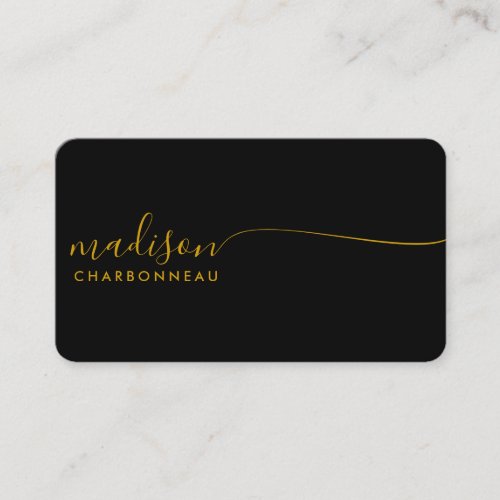 Monogram Gold Black  Modern Minimalist Elegant Business Card