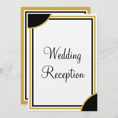 Monogram Gold Black Wedding Reception  Invitation