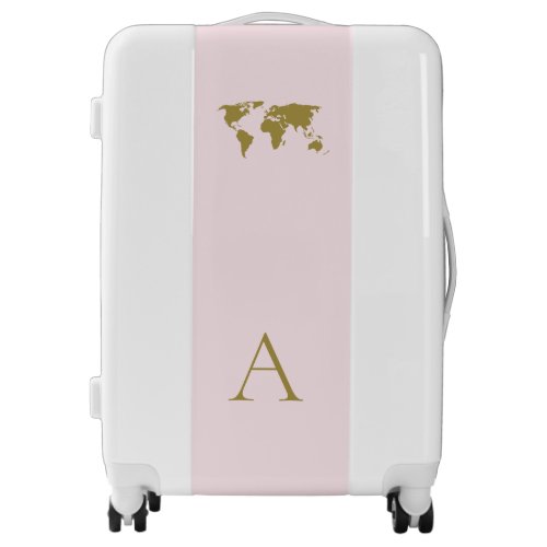 Monogram Gold Blush Pink Elegant Modern Minimalist Luggage