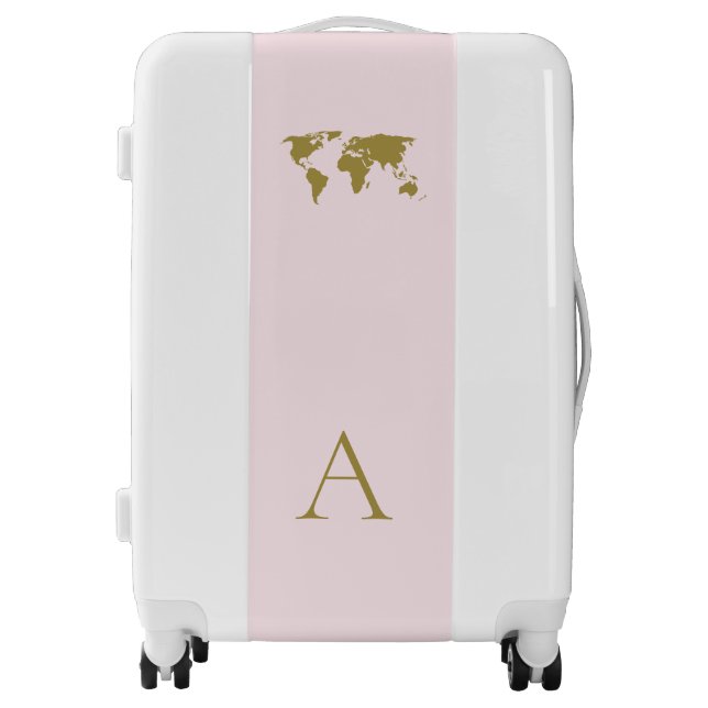 Monogram Gold Blush Pink Elegant Modern Minimalist Luggage (Front)