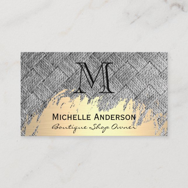 Monogram | Gold Brushed | Weave Business Card (Front)