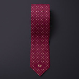 Monogram Gold Chain-Link Pattern Neck Tie