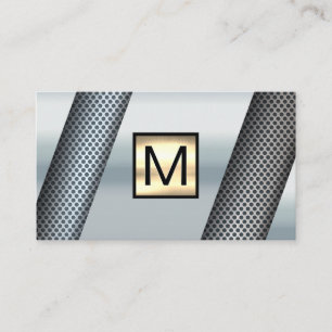 Monogram Gold Chrome Metallic Perforated Business Card