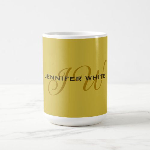 Monogram Gold Color Plain Modern Minimalist Coffee Mug